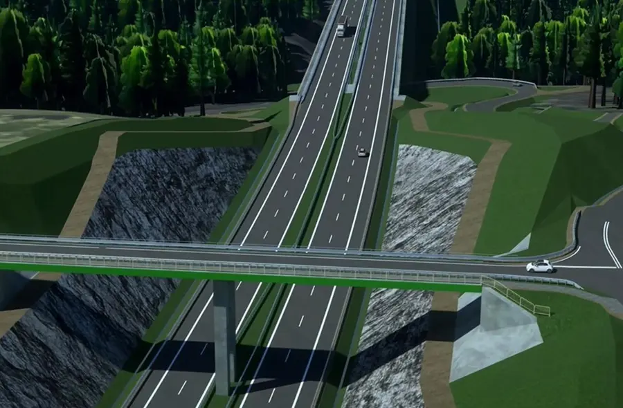 Wizualizacja drogi ekspresowej S19 Domaradz - Krosno, widok na wiadukt nad S19 / źródło GDDKiA Oddział w Rzeszowie