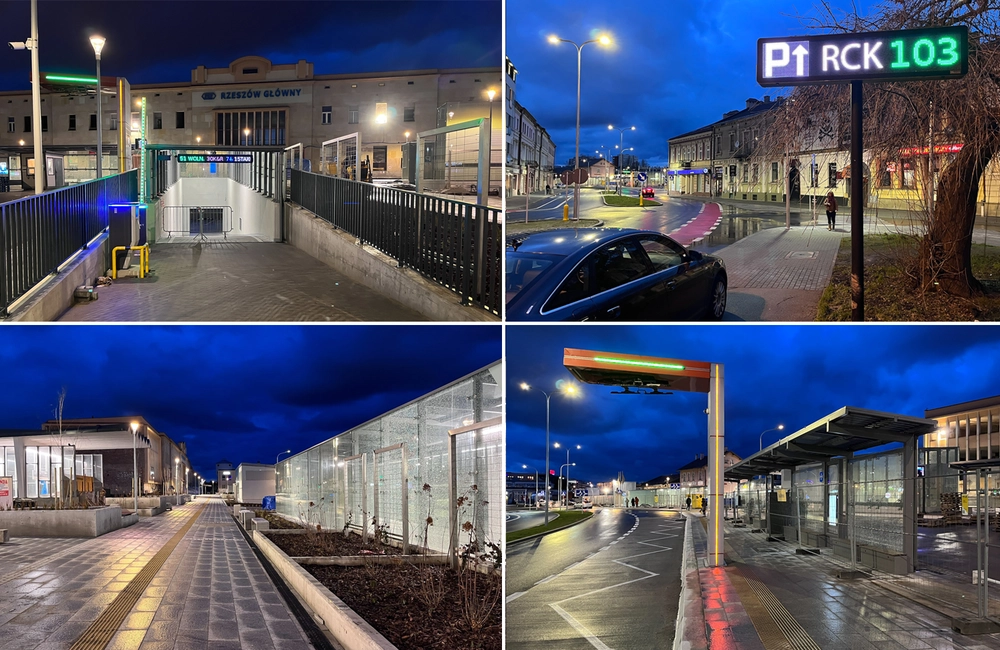 FOTO. Rzeszowskie Centrum Komunikacyjne po zachodzie słońca. Nowe zdjęcia inwestycji