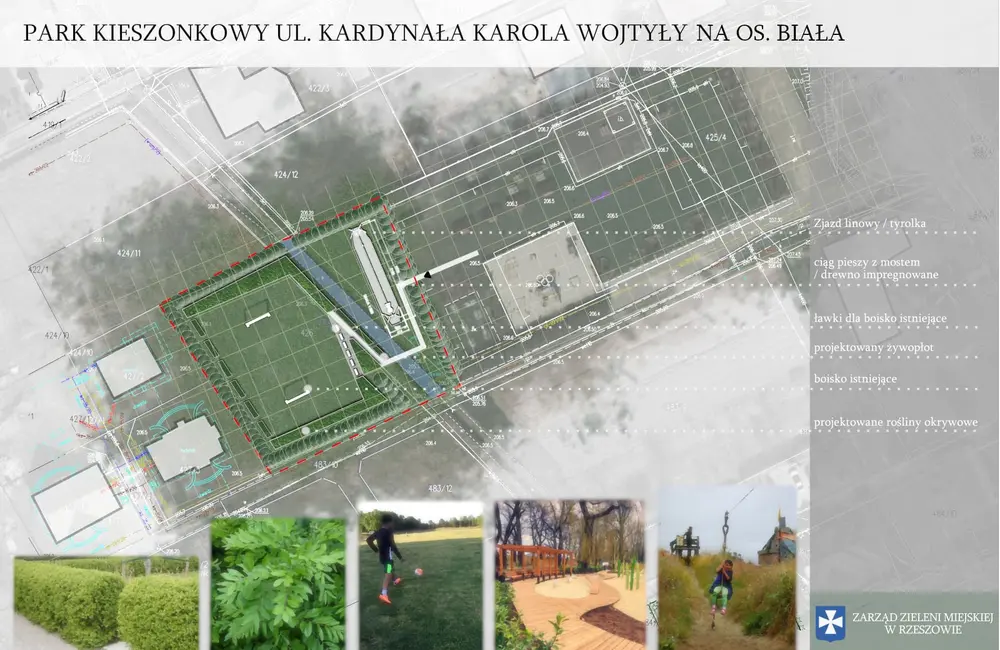 Wizualizacja elementów ogrodu kieszonkowego na osiedlu Białą / Mat. Zarządu Zieleni Miejskiej w Rzeszowie