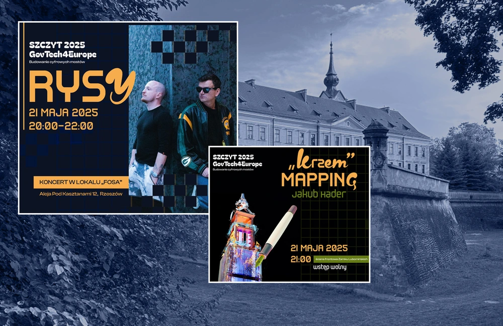 GovTech4Europe: Koncert zespołu Rysy i mapping na fasadzie rzeszowskiego zamku