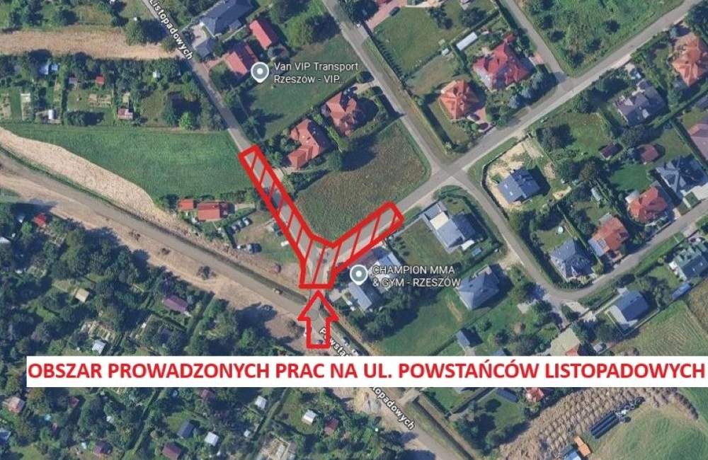 Mapka z utrudnieniami na ul Powstańców Listopadowych / fot. MZD w Rzeszowie