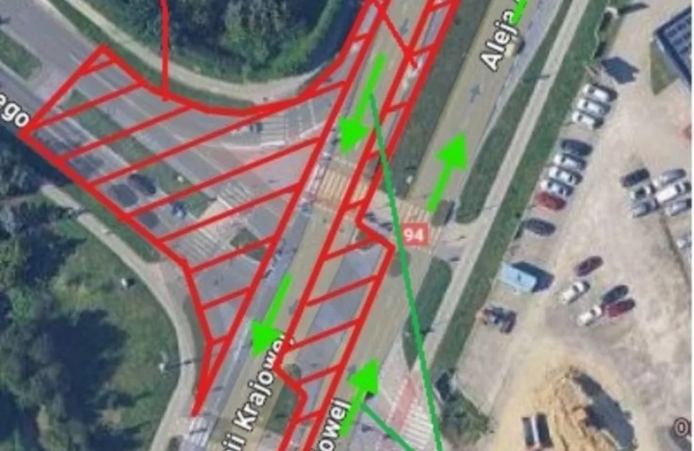 Mapka, przedstawiająca Tymczasową Organizację Ruchu na ul. Krzyżanowskiego i al. Armii Krajowej w dniach 19 – 21.09.2025 / MZD