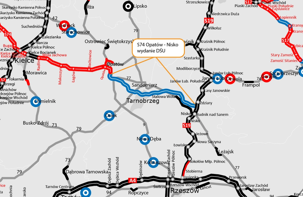 S74 Opatów - Nisko / Mapa: GDDKiA