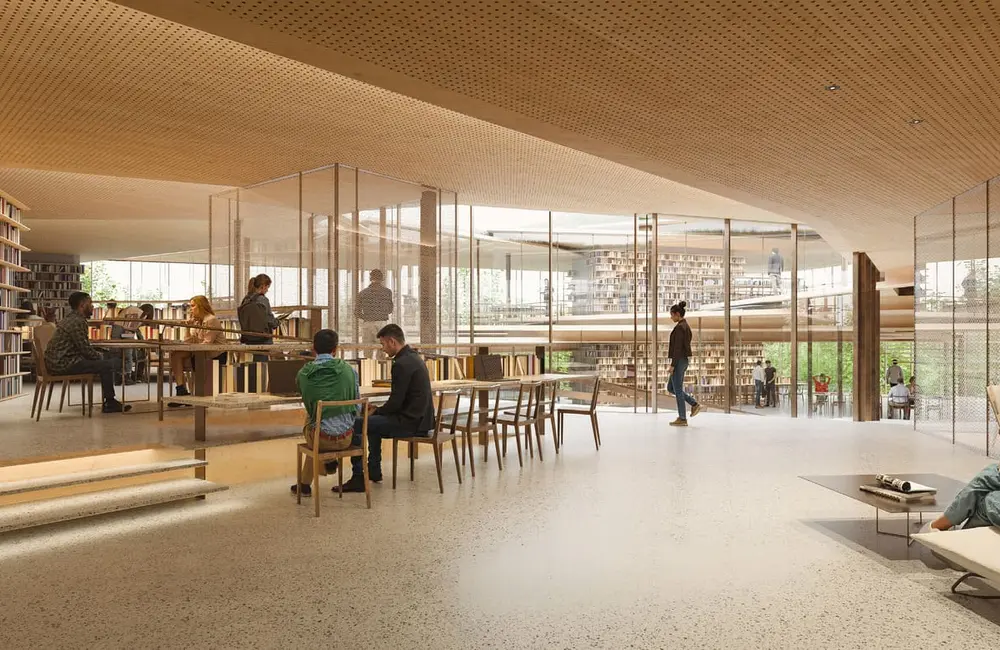 Wizualizacja obiektu "Biblioteka Nowa" -  STREFA DOROSŁYCH CZĘŚCI BIBLIOTECZNEJ / Materiały prasowe