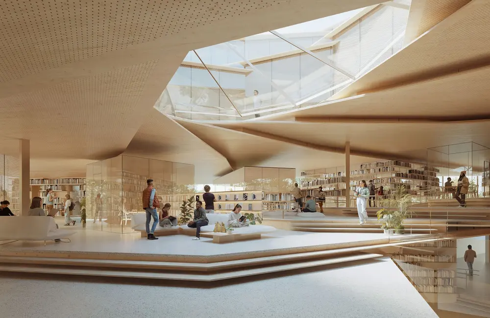 Wizualizacja obiektu "Biblioteka Nowa" -  STREFA MŁODZIEŻY CZĘŚCI BIBLIOTECZNEJ / Materiały prasowe