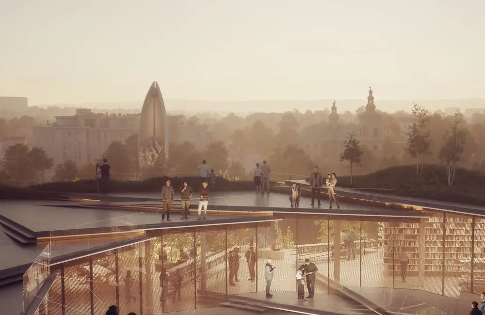 Wizualizacja obiektu "Biblioteka Nowa" -  TARAS WIDOKOWY I PANORAMA RZESZOWA / Materiały prasowe