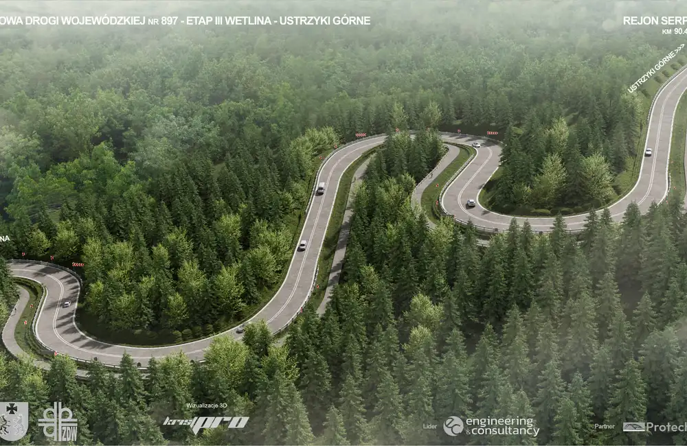 Wizualizacja: DW 897 Wetlina Ustrzyki Górne (odcinek BPN) / Materiały prasowe PZDW