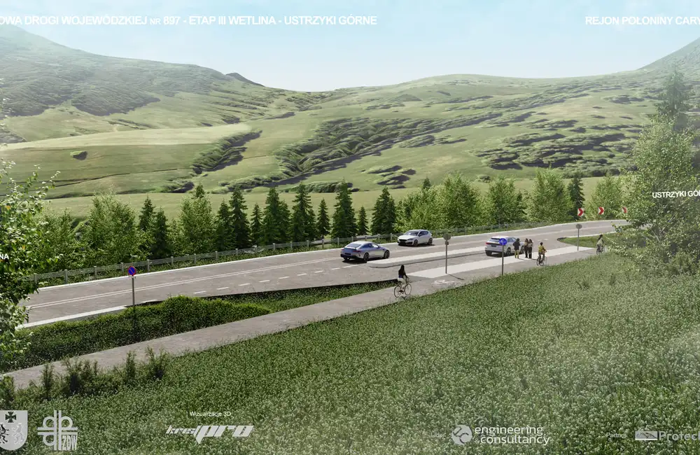Wizualizacja: DW 897 Wetlina Ustrzyki Górne (odcinek BPN) / Materiały prasowe PZDW