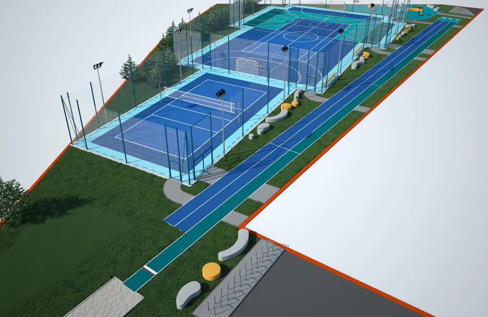 Zadanie inwestycyjne: Budowa infrastruktury sportowej wraz z zagospodarowaniem terenu przy VIII LO w Rzeszowie, ul. Wyspiańskiego 16A / UM Rzeszowa