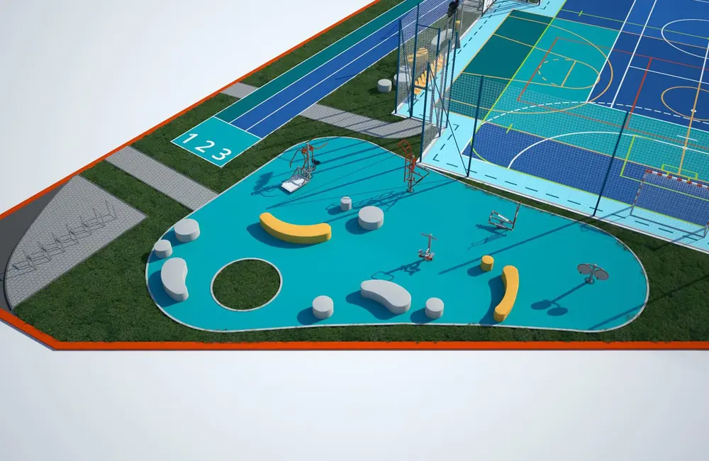 Zadanie inwestycyjne: Budowa infrastruktury sportowej wraz z zagospodarowaniem terenu przy VIII LO w Rzeszowie, ul. Wyspiańskiego 16A / UM Rzeszowa