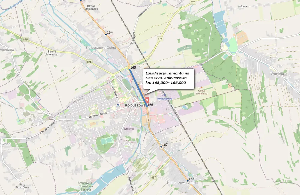 Lokalizacja remontu w Kolbuszowej / GDDKiA
