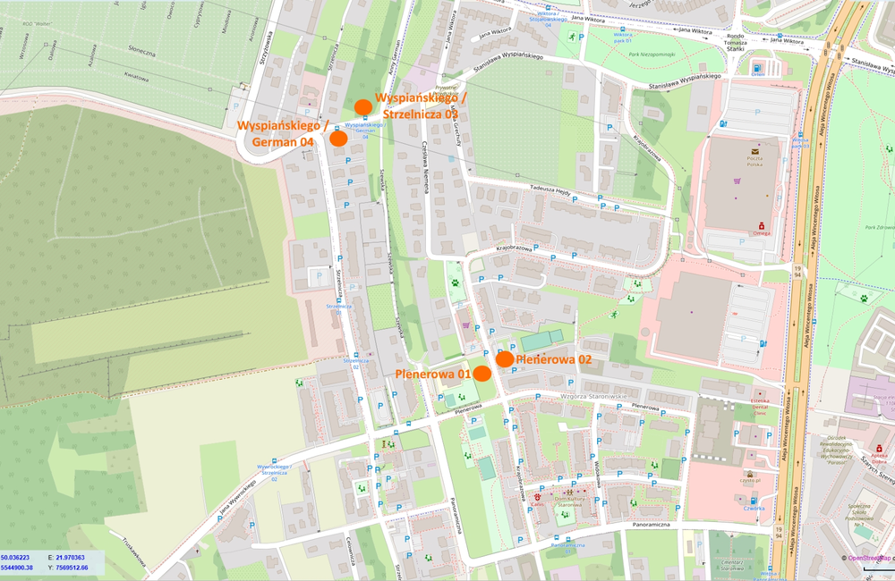 Lokalizacje przystanków na trasie objazdowej / źródło: ZTM