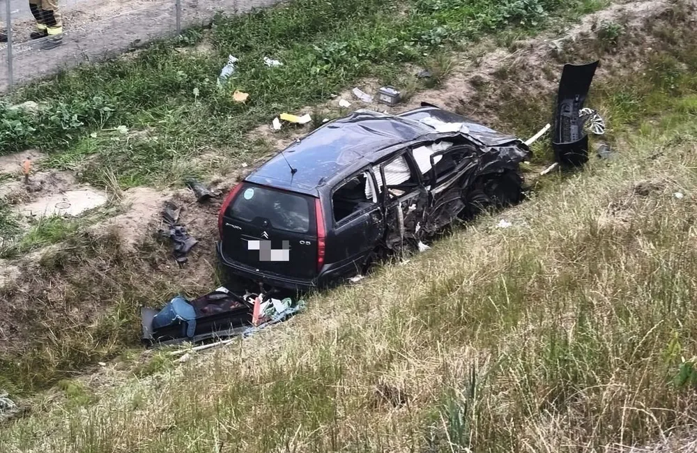Kolizja na S19 w Stobiernej, fot. KMP w Rzeszowie