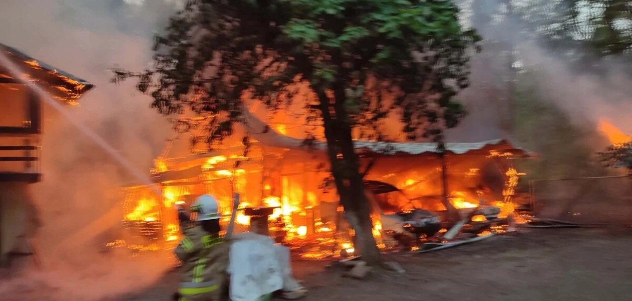 Pożar w Rudce na Podkarpaciu, fot. KPP w Przeworsku