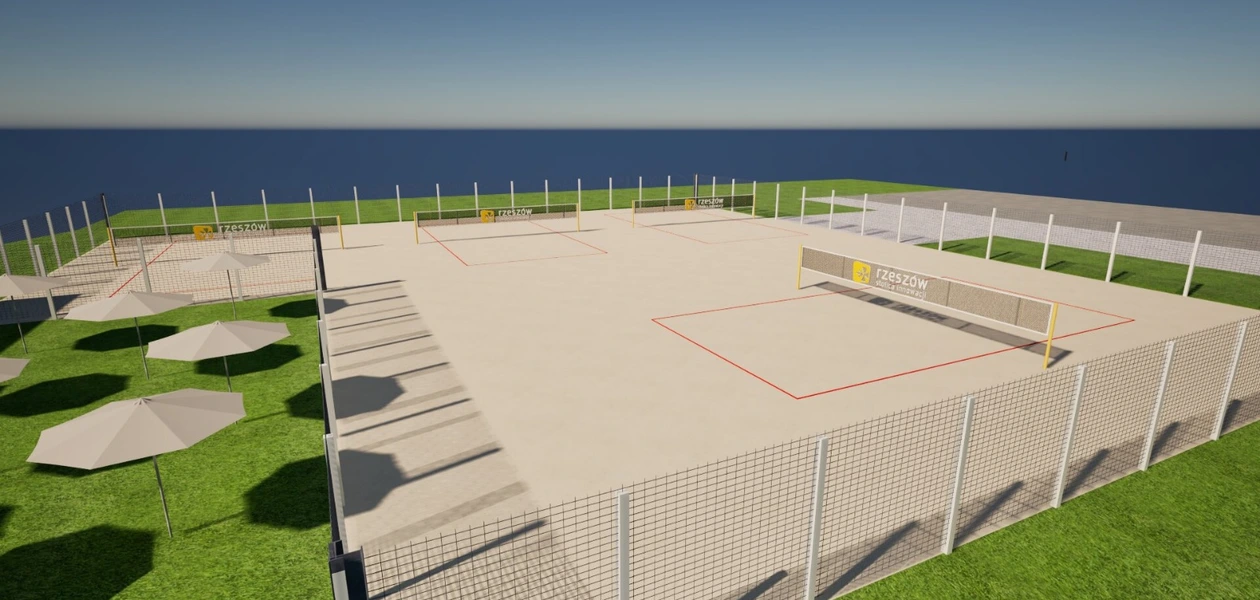 Wizualizacja areny z boiskami do siatkówki plażowej / Materiały UM Rzeszowa
