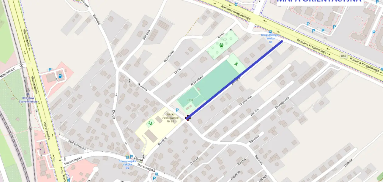 Mapa orientacyjna z lokalizacja inwestycji / MZD w Rzeszowie