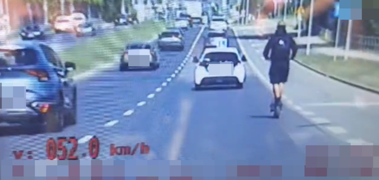 16-latek pędził hulajnogą przez Rzeszów 52 km/h / fot. KMP w Rzeszowie