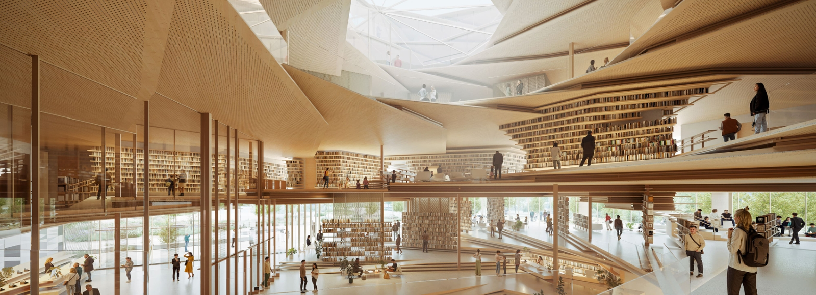 Tak ma wyglądać budynek „Biblioteki Nowej” w sercu Rzeszowa [WIZUALIZACJE] Wizualizacja obiektu "Biblioteka Nowa" -  STREFA WEJŚCIOWA CZĘŚCI BIBLIOTECZNEJ / Materiały prasowe 