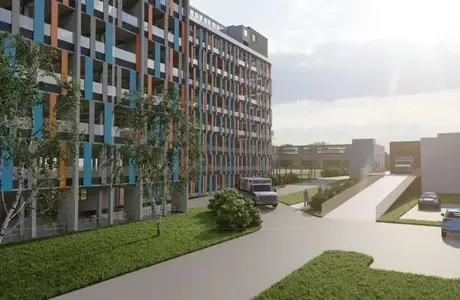 Wizualizacja parkingu wielopoziomowego wraz z lądowiskiem / źródło: KSW nr 2 w Rzeszowie