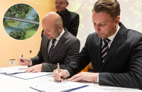 Podpisano umowę na budowę kładki nad rzeką Strug [WIZUALIZACJE] Podpisanie umowy na budowę kładki nad rzeką Strug - fot. Grzegorz Bukała / Urząd Miasta Rzeszowa 