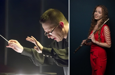 Koncert symfoniczny w Filharmonii – dwa utwory Iberta i symfonia Francka Na zdj. od lewej: Tomasz Tokarczyk / Weronika Balcerzyk 