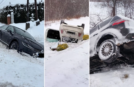 Trudne warunki na drogach Rzeszowa i regionu. Auta wpadały do rowów [ZDJĘCIA] fot. KMP w Rzeszowie 