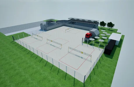 Wizualizacja areny z boiskami do siatkówki plażowej / Materiały UM Rzeszowa