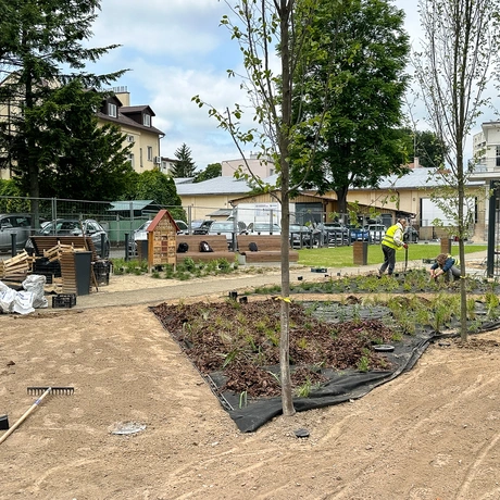 Rzeszów - Budowa ogrodu kieszonkowego w centrum Rzeszowa, przy ul. Jagiellońskiej [czerwiec 2025] - fot 3