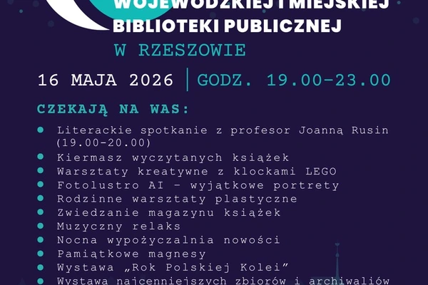 Kolej na literaturę – Noc Wojewódzkiej i Miejskiej Biblioteki Publicznej w Rzeszowie 