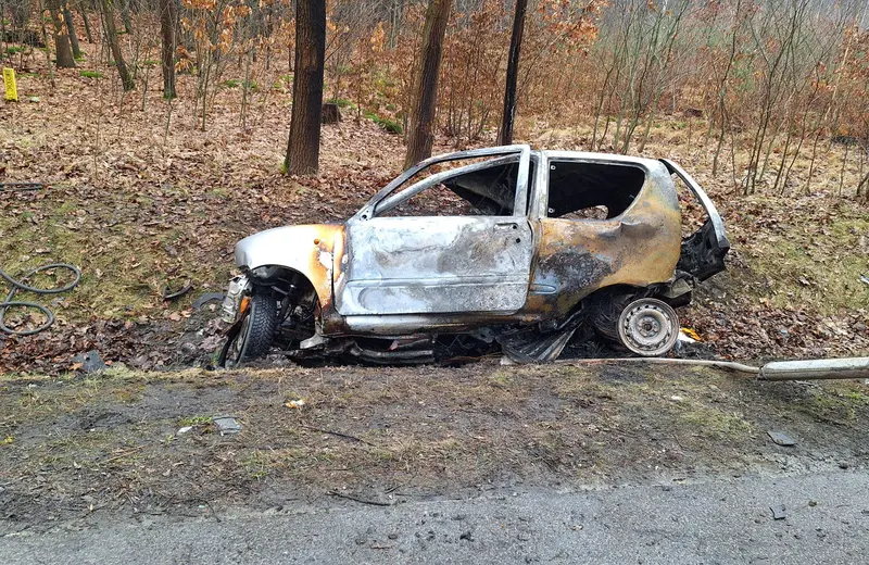 Tragiczny wypadek na DK 9 na Podkarpaciu. Auto stanęło w płomieniach, 1 osoba nie żyje