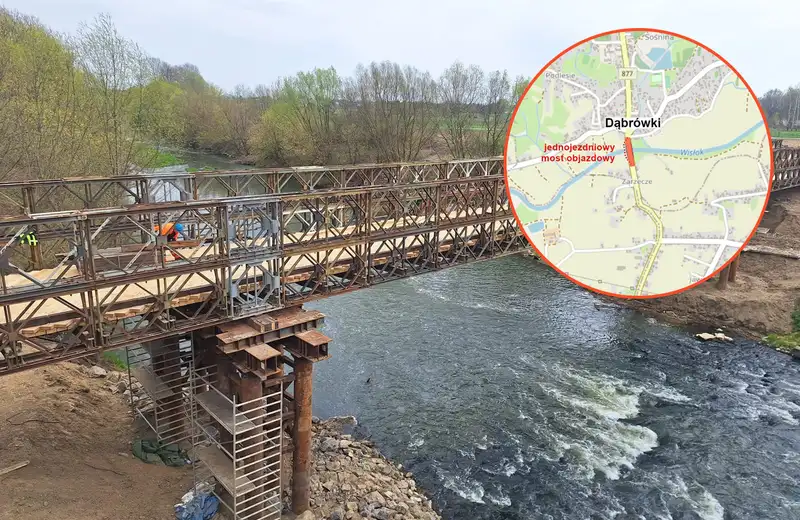 Budowa mostu w Dąbrówkach k. Łańcuta. Od maja znaczne utrudnienia w ruchu