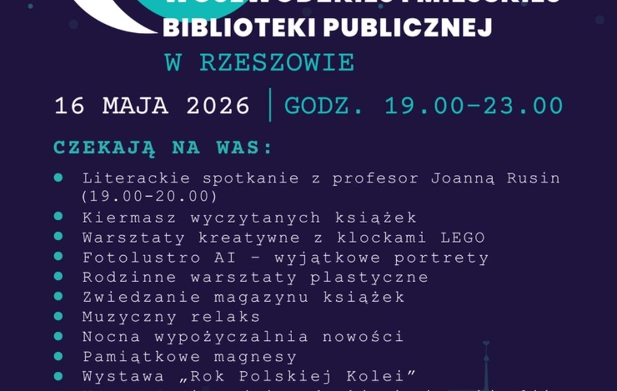Kolej na literaturę – Noc Wojewódzkiej i Miejskiej Biblioteki Publicznej w Rzeszowie 