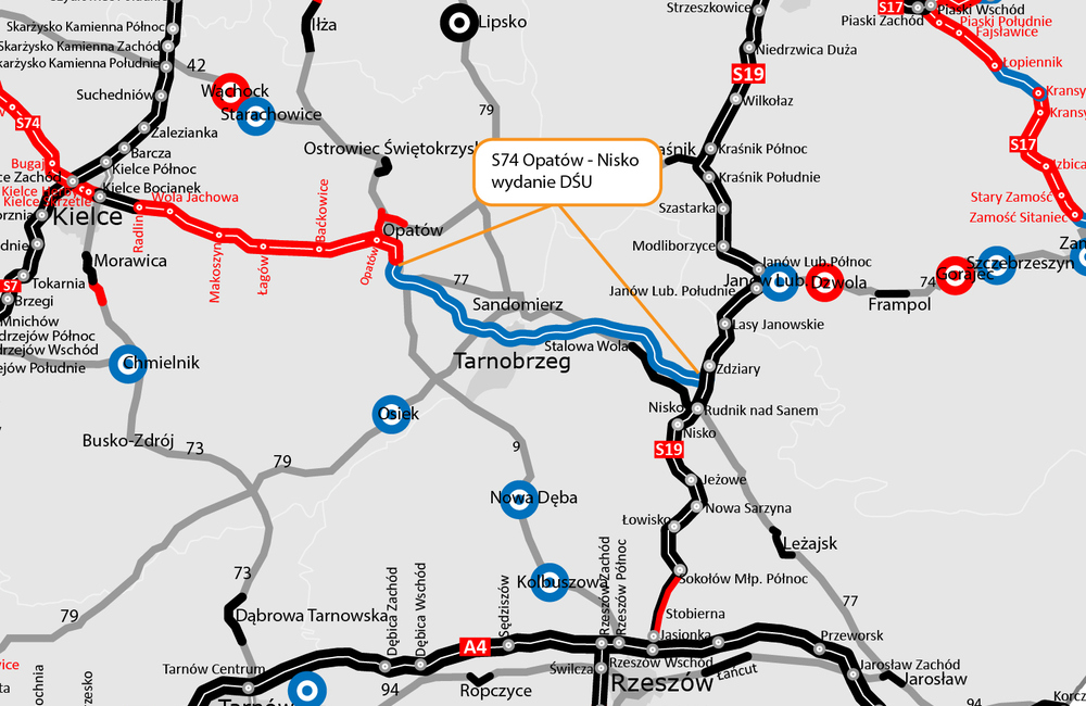 S74 Opatów - Nisko / Mapa: GDDKiA