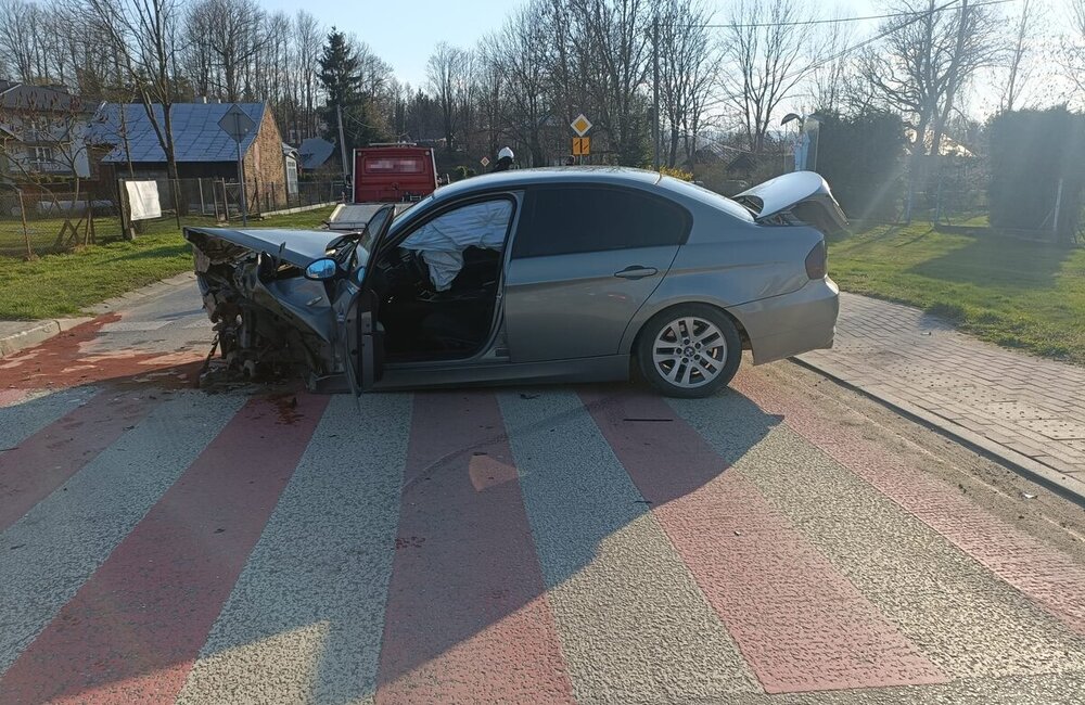 Kolizja w miejscowośći Osiek Jasielski na Podkarpaciu / fot. KPP w Jaśle