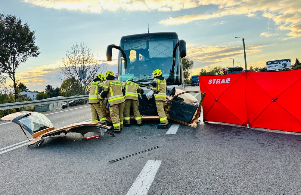 Tragiczny wypadek na DK9 w Kupnie, fot. OSP Kupno