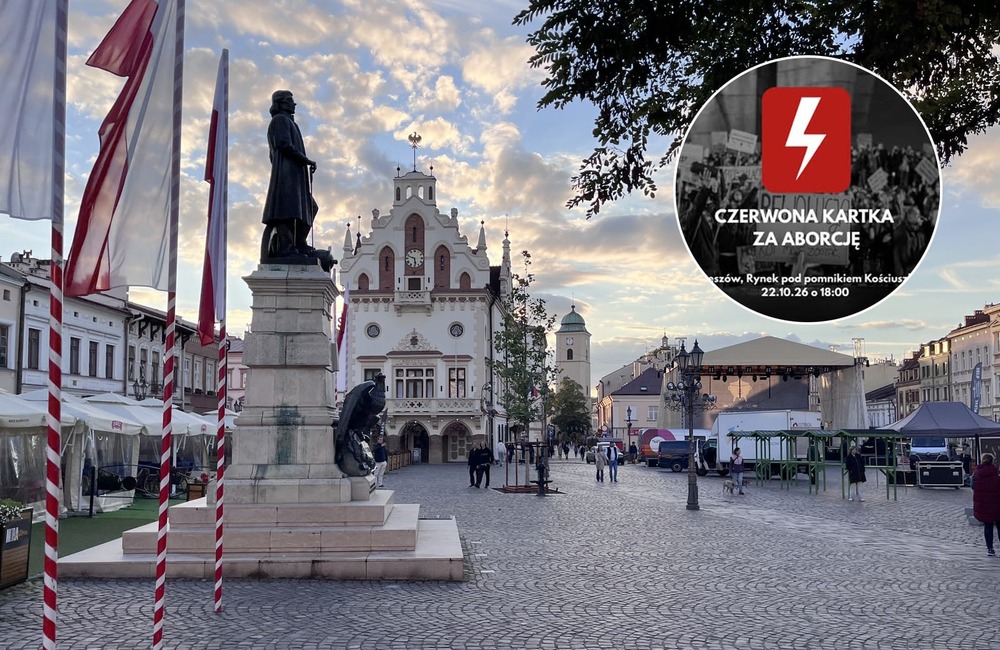 „Czerwona kartka za aborcję” – demonstracja pod pomnikiem Kościuszki w Rzeszowie