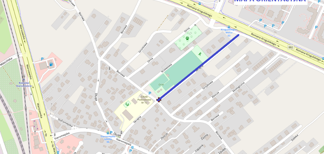 Mapa orientacyjna z lokalizacja inwestycji / MZD w Rzeszowie