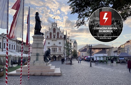 „Czerwona kartka za aborcję” – demonstracja pod pomnikiem Kościuszki w Rzeszowie fot. RESinet.pl