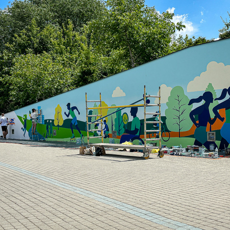 Rzeszów - Tworzenie nowego muralu przy hali Podpromie w Rzeszowie [25.06.2025] - fot 12
