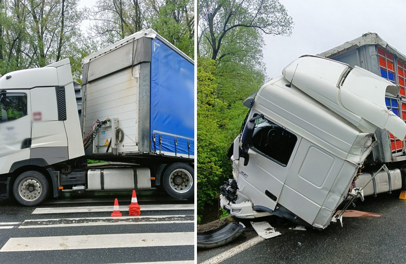 Zderzenie trzech ciężarówek na DK 19 w Zboiskach. Utrudnienia w ruchu