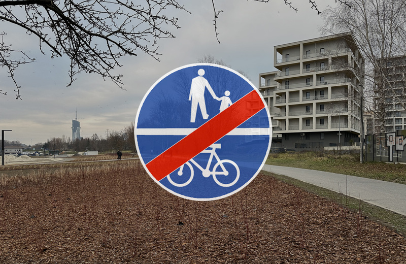 Zamknięty fragment ścieżki pieszo-rowerowej przy rzeszowskiej plaży