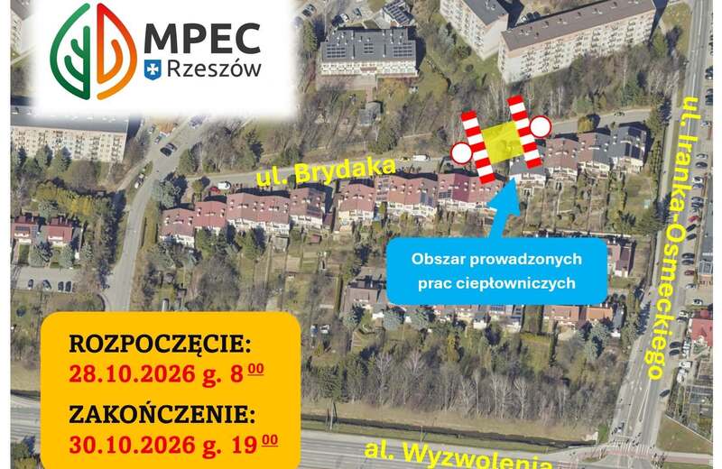 Utrudnienia na ul. Brydaka w Rzeszowie. Zamknięto część drogi