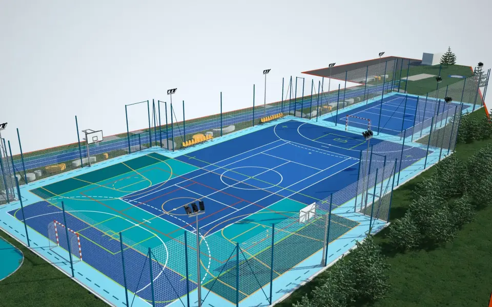 Zadanie inwestycyjne: Budowa infrastruktury sportowej wraz z zagospodarowaniem terenu przy VIII LO w Rzeszowie, ul. Wyspiańskiego 16A / UM Rzeszowa