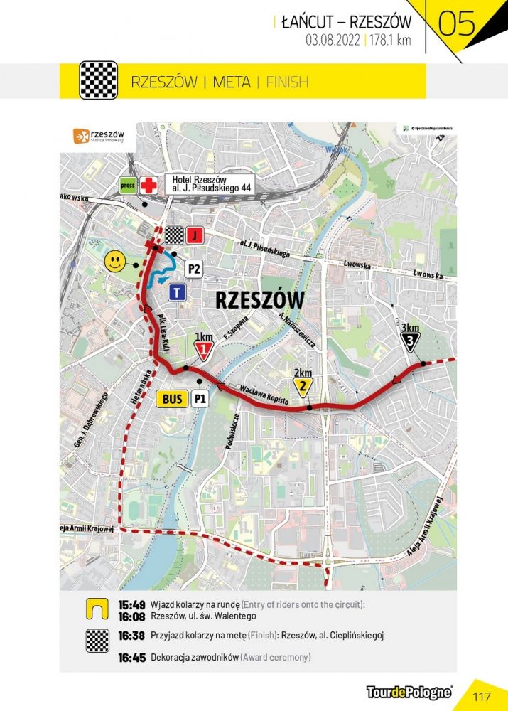 Mapa mety wyścigu Tour de Pologne w Rzeszowie  / materiały Tour de Pologne